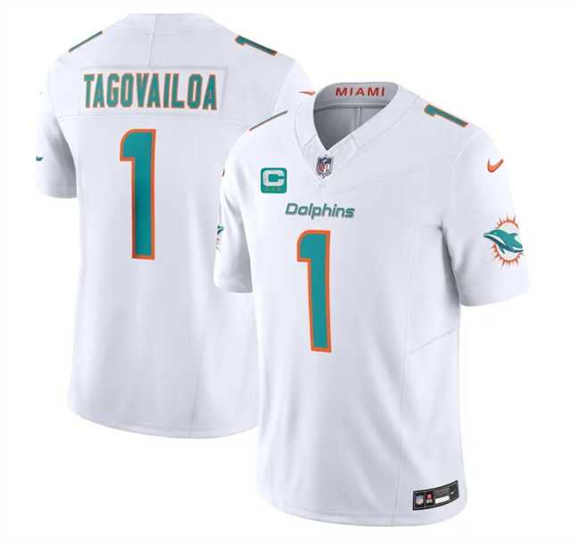 Men & Women & Youth Miami Dolphins #1 Tua Tagovailoa White F.U.S.E With 3-Star C Patch Vapor Limited Stitched Jersey